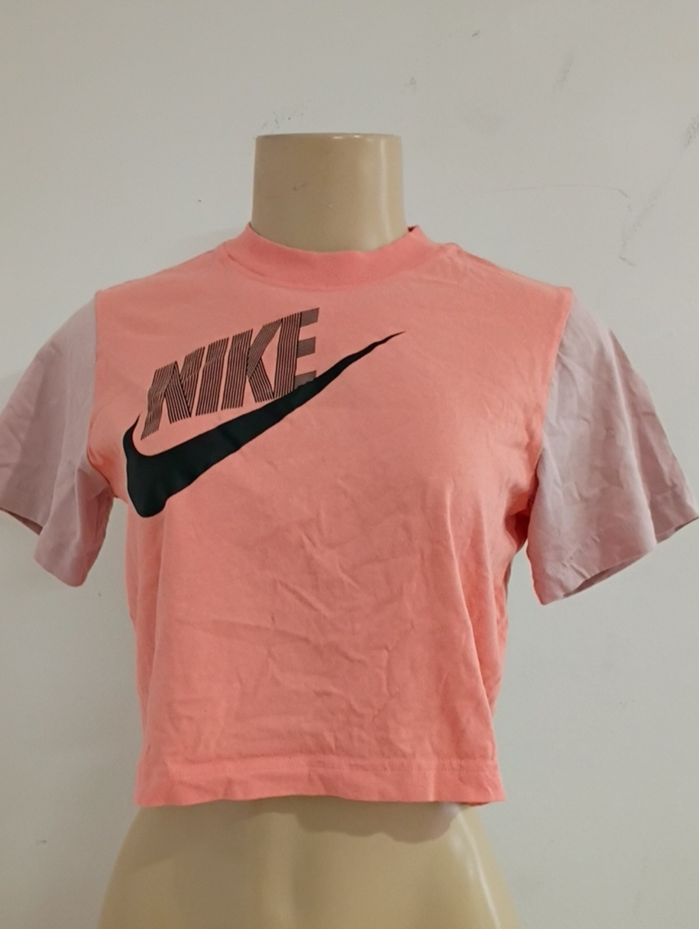 Nike Coral & Light Pink Cropped Logo Tee